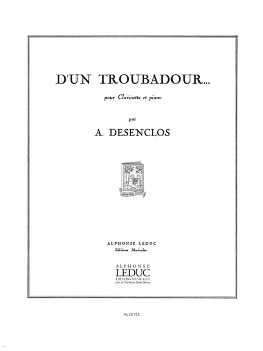 D'un Troubadour... (clarinet & Piano) Clarinet Solo scores gallery preview page 1