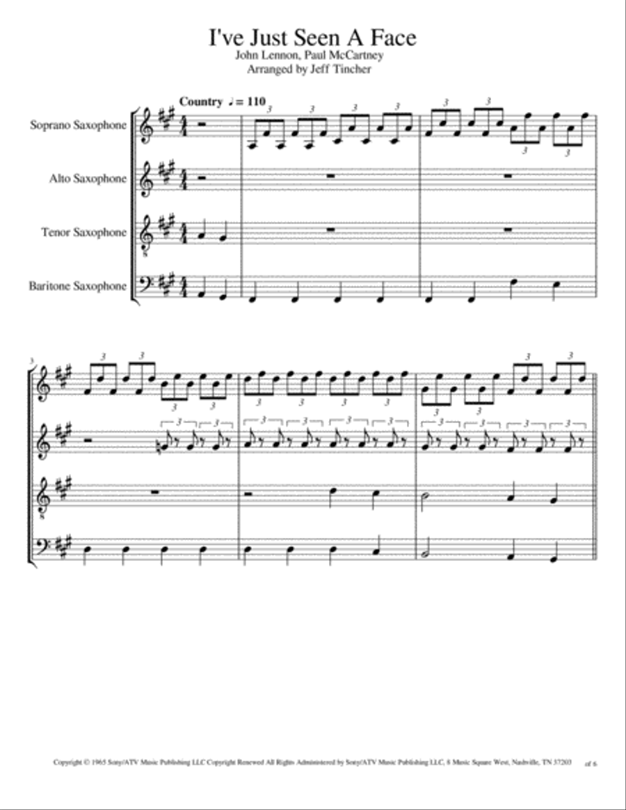 I've Just Seen A Face Woodwind Quartet scores gallery preview page 2