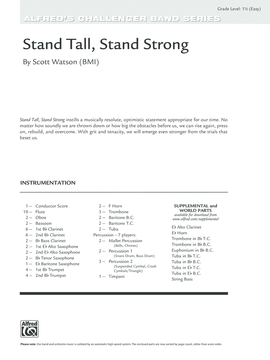 Stand Tall, Stand Strong: Score Concert Band scores gallery preview page 1