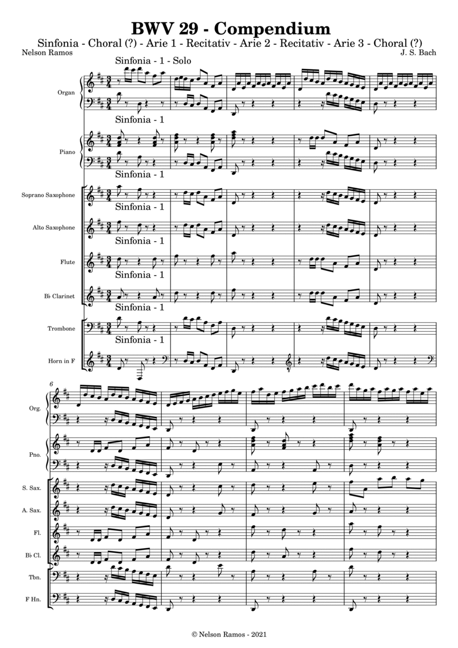 BWV 29 – Wir danken dir, Gott, wir danken dir - Score Only Score scores gallery preview page 1