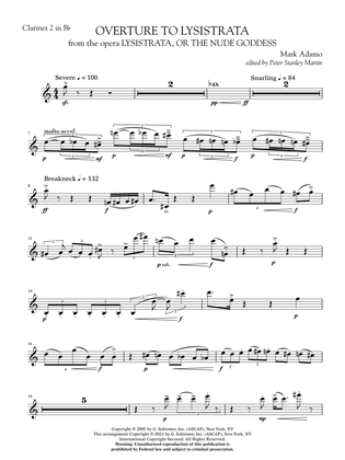 Overture to Lysistrata (arr. Peter Stanley Martin) - Clarinet 2 in Bb