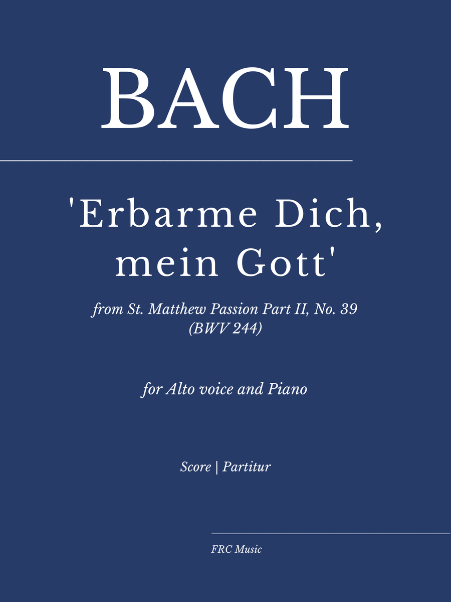 Bach: Erbarme dich mein Gott - Matthäuspassion - (for Alto Solo and Piano) Piano, Vocal scores gallery preview page 1