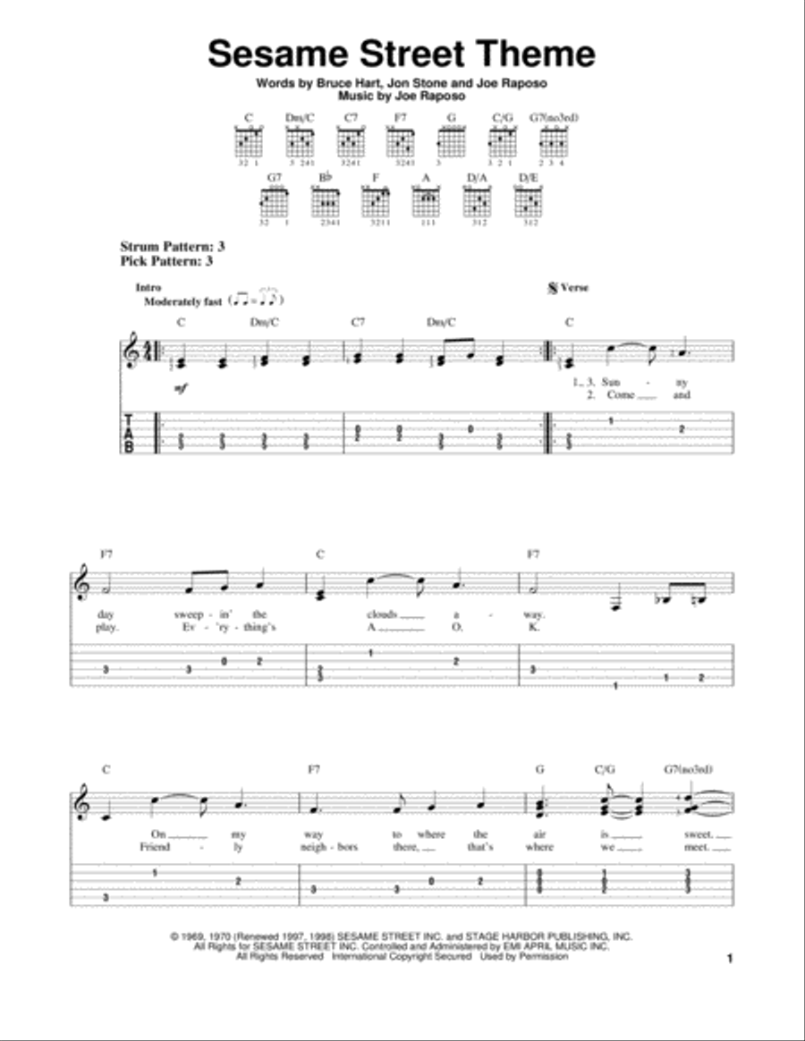 Sesame Street Theme Sesame Street Theme Guitar Tablature scores gallery preview page 1
