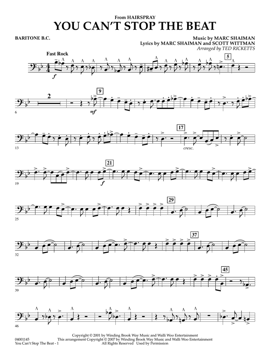 You Can't Stop The Beat (from Hairspray) (arr. Ted Ricketts) - Baritone B.C. Concert Band scores gallery preview page 1