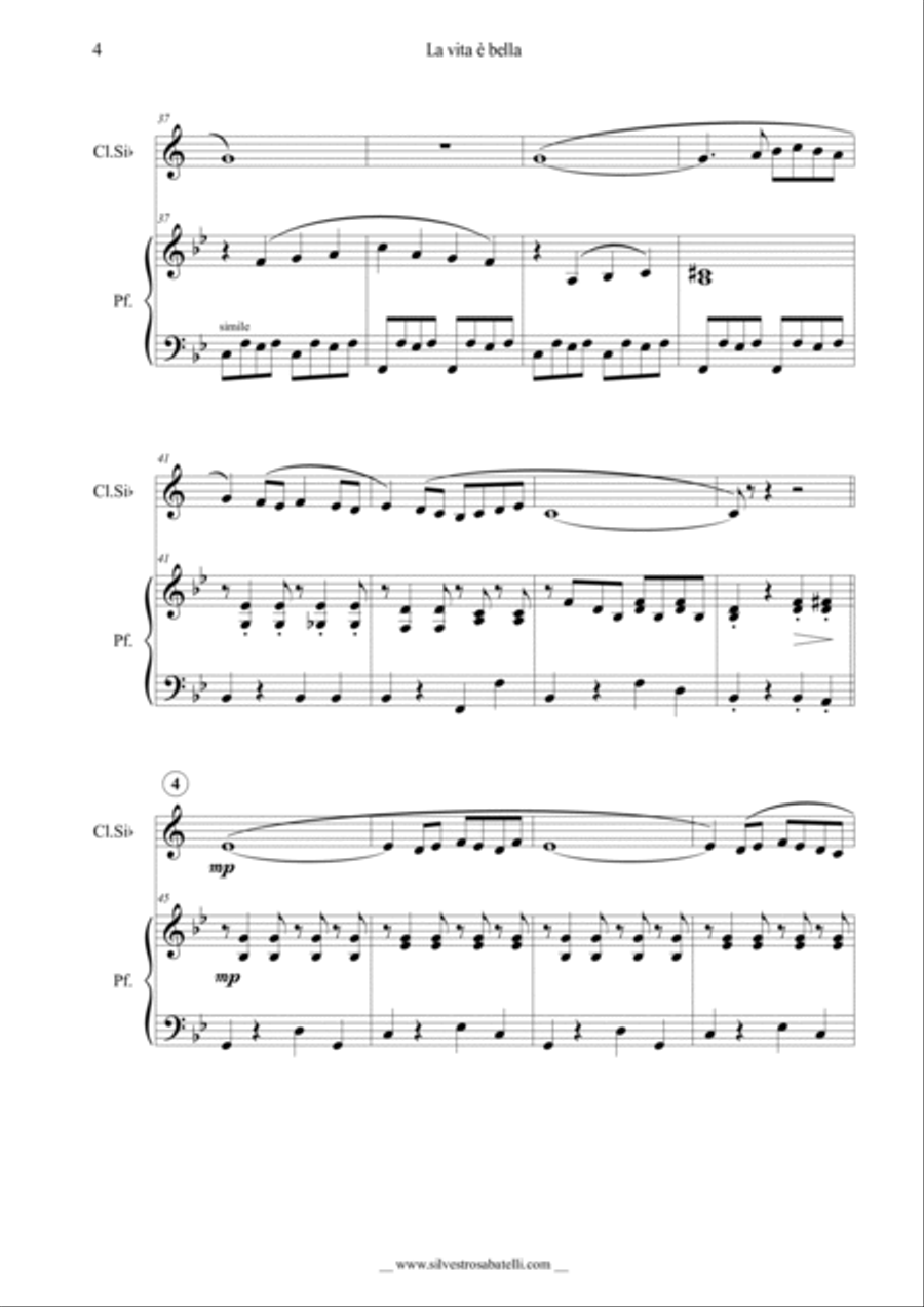Life Is Beautiful (la Vita E Bella) Clarinet Solo scores gallery preview page 5