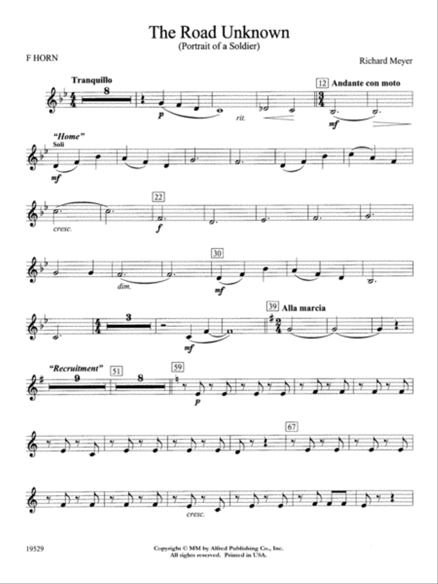The Road Unknown: 1st F Horn Concert Band scores gallery preview page 1