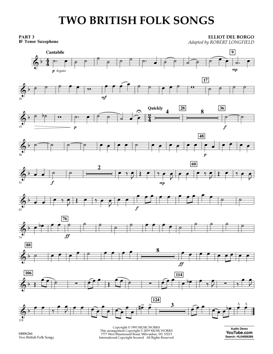 Two British Folk Songs (arr. Robert Longfield) - Pt.3 - Bb Tenor Saxophone