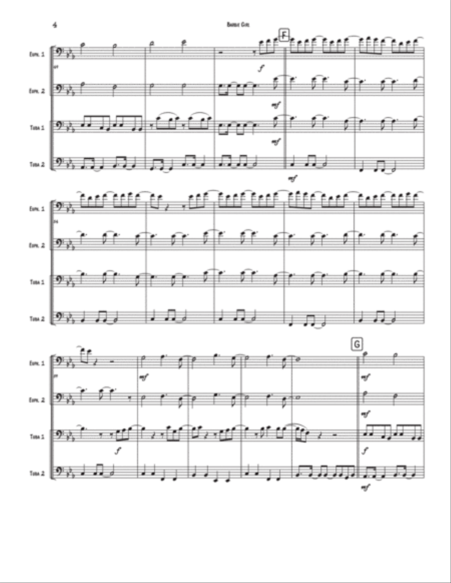 Barbie Girl Brass Quartet scores gallery preview page 4