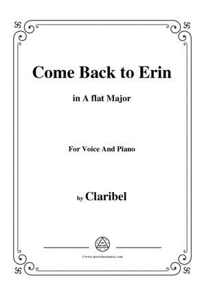 Book cover for Claribel-Come Back to Erin,in A flat Major,for Voice and Piano