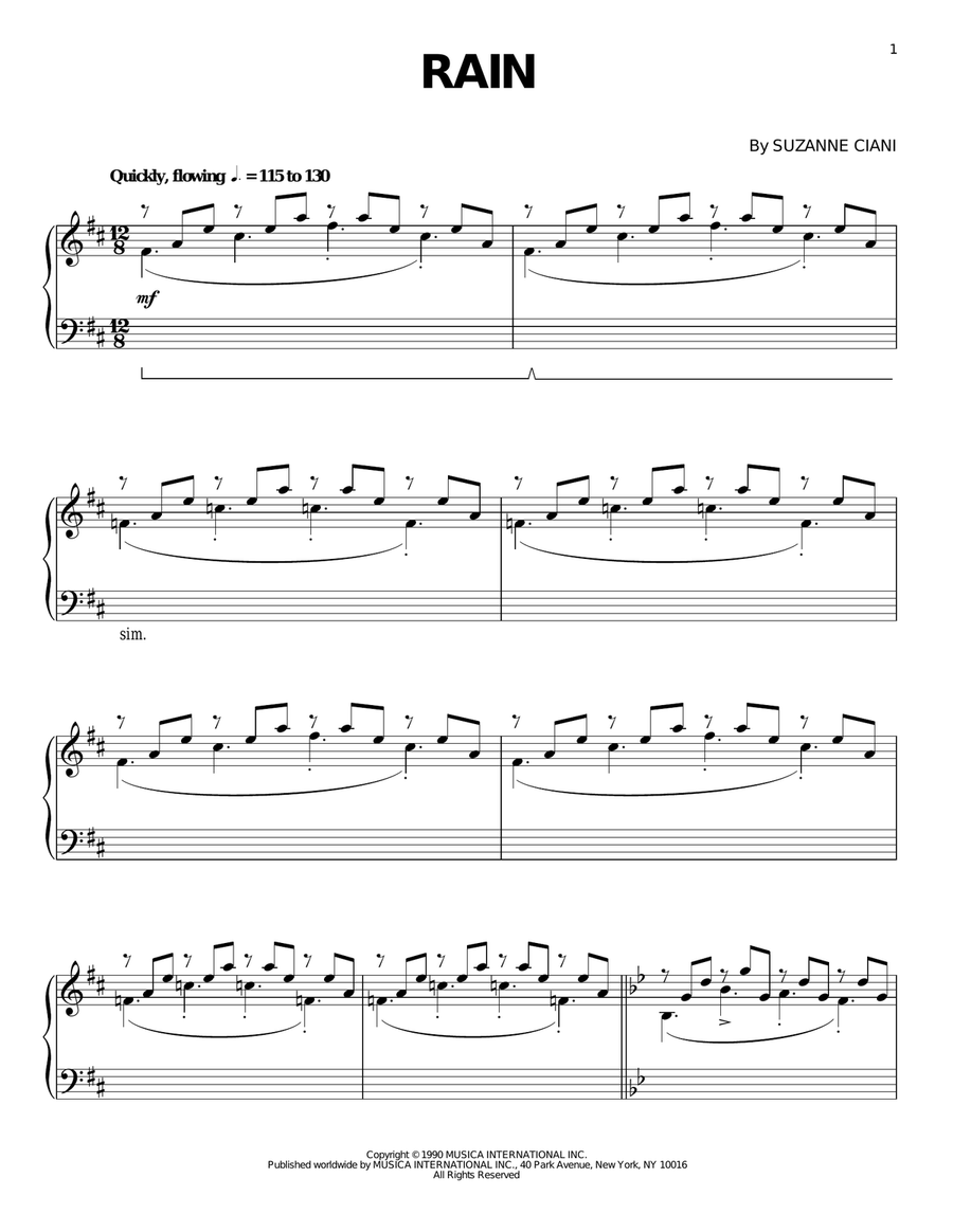 Rain Rain Piano Solo scores gallery preview page 1