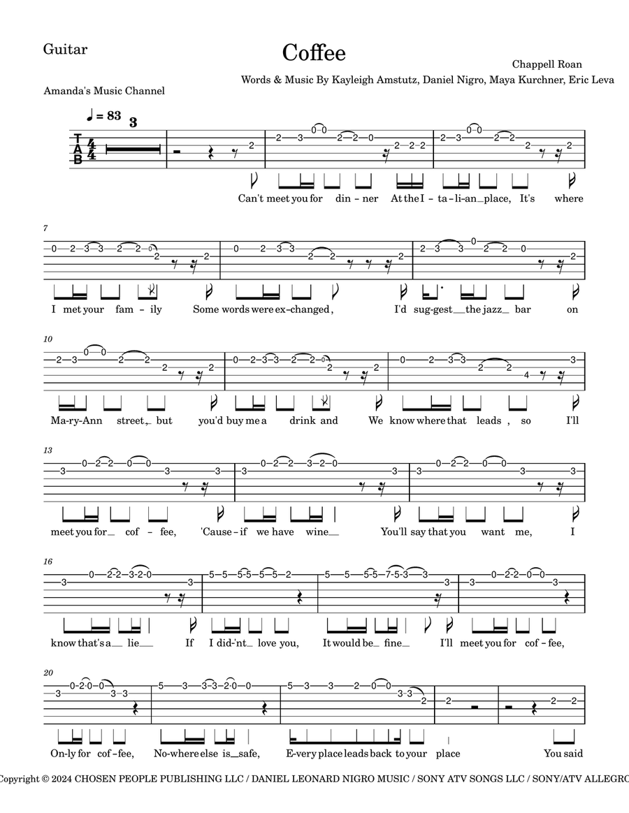 Coffee Acoustic Guitar scores gallery preview page 1