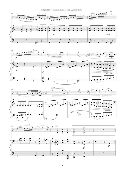 Sonata in A minor "Arpeggione" by Franz Schubert for cello and piano