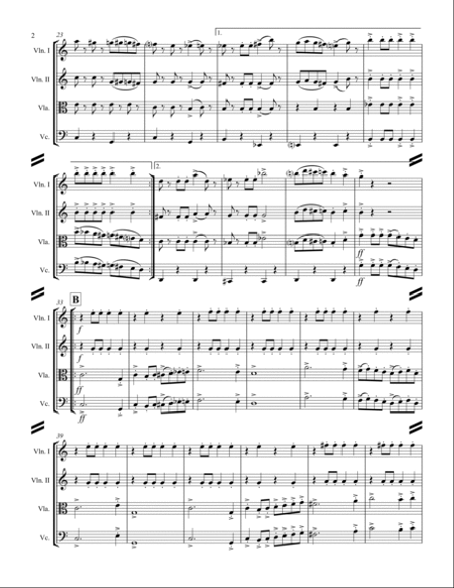 March – Entry of the Gladiators (for String Quartet) String Quartet scores gallery preview page 3