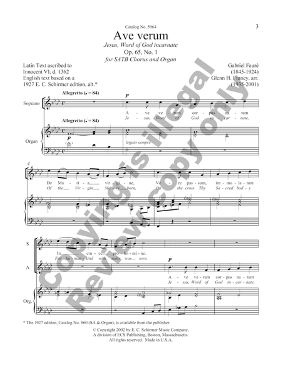 Ave verum Corpus (Jesus, Word of God Incarnate) 4-Part scores gallery preview page 8