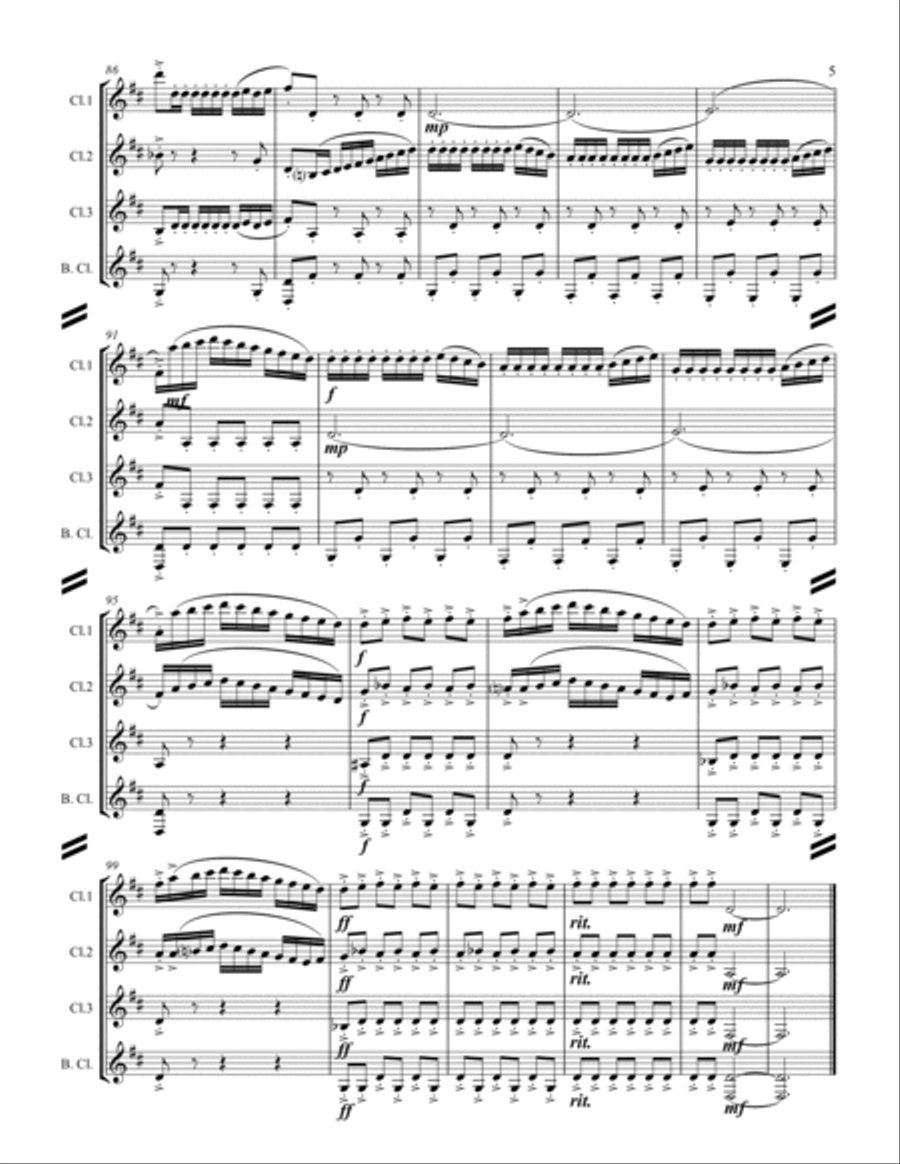 Tchaikovsky – Danse Espagnole (Spanish Dance) from Swan Lake (for Clarinet Quartet) Clarinet Quartet scores gallery preview page 6