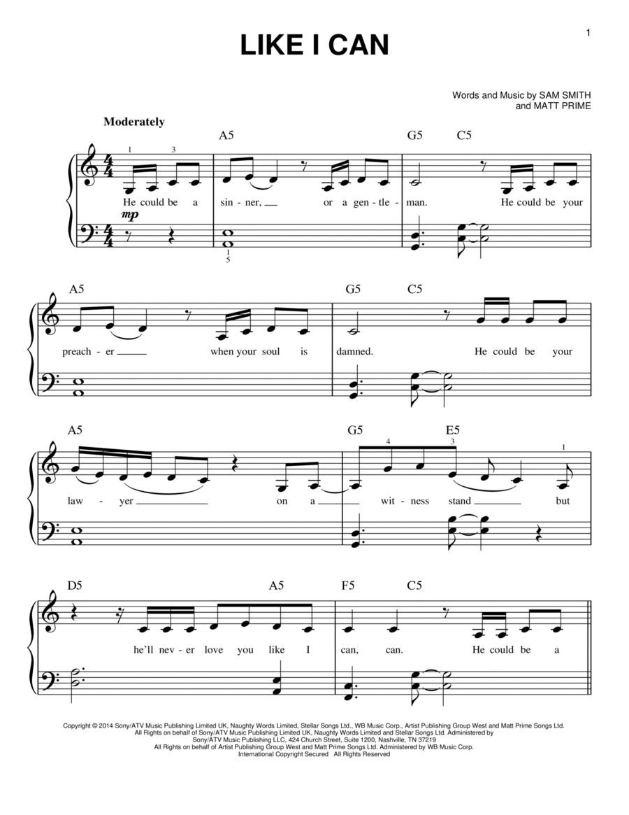 Like I Can Easy Piano scores gallery preview page 1
