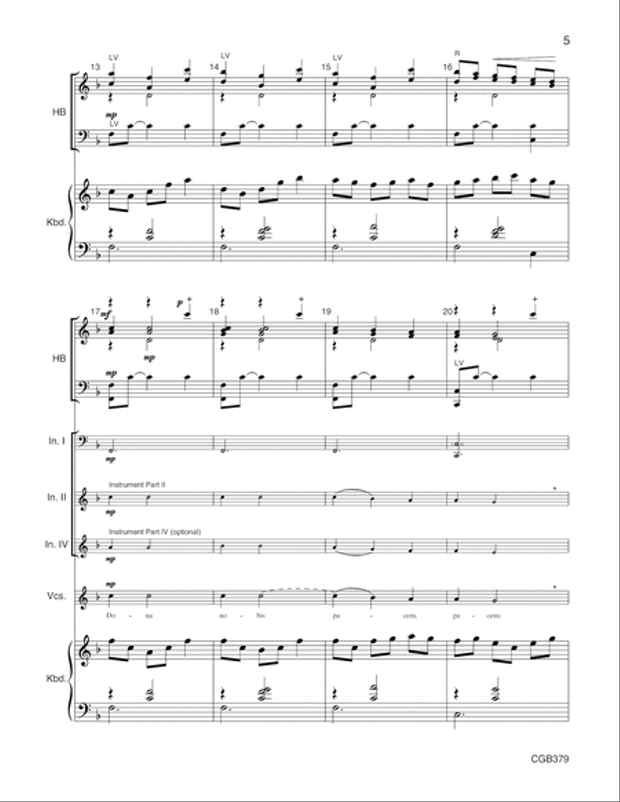 Dona Nobis Pacem (Full Score, includes instrumental parts) Handbell Choir scores gallery preview page 5