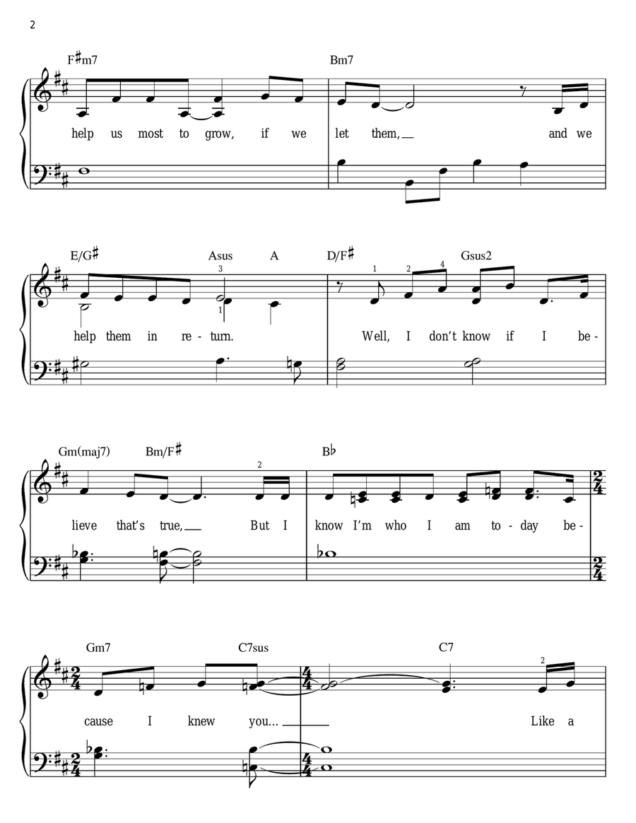 For Good (from Wicked) Easy Piano scores gallery preview page 2
