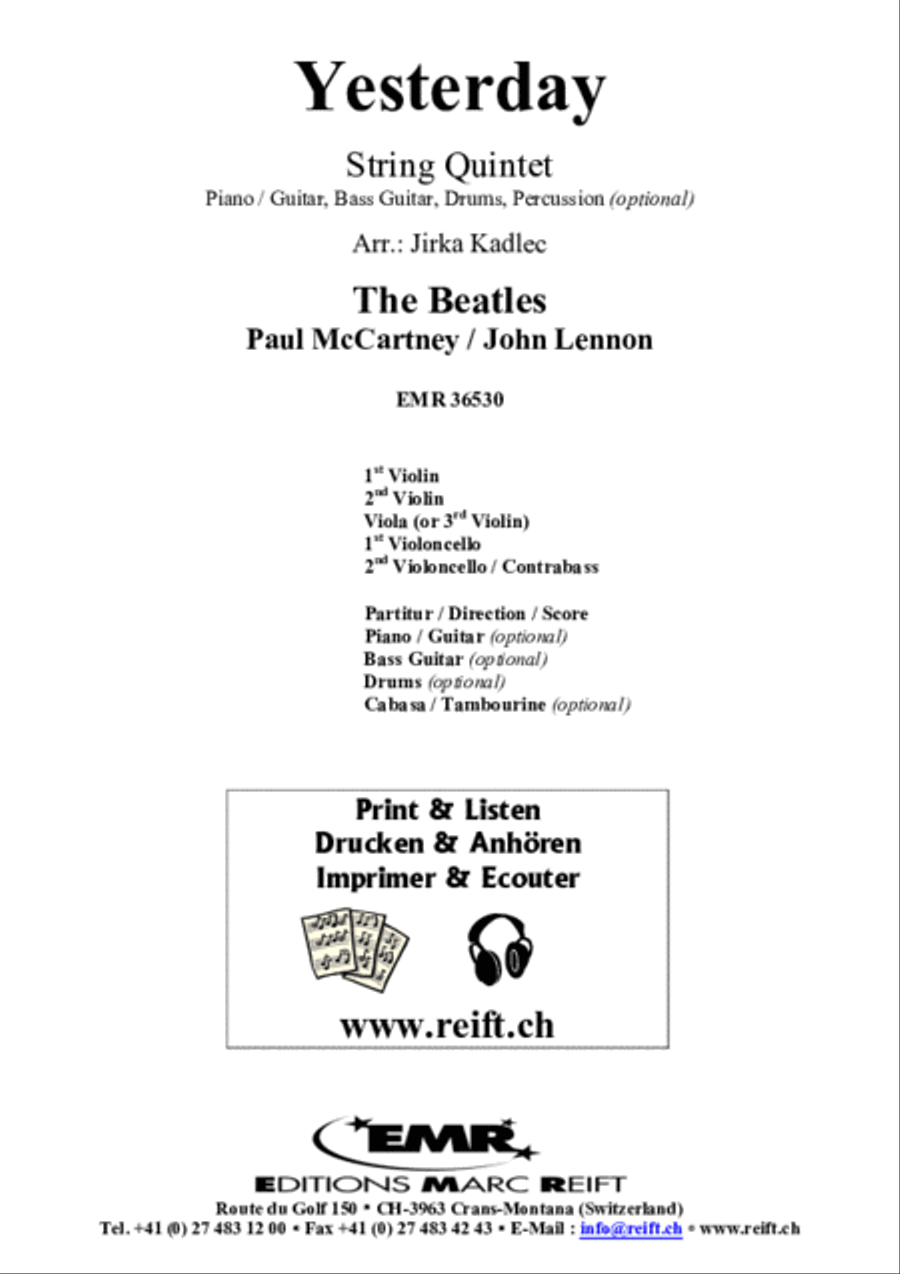 Yesterday String Quintet scores gallery preview page 2