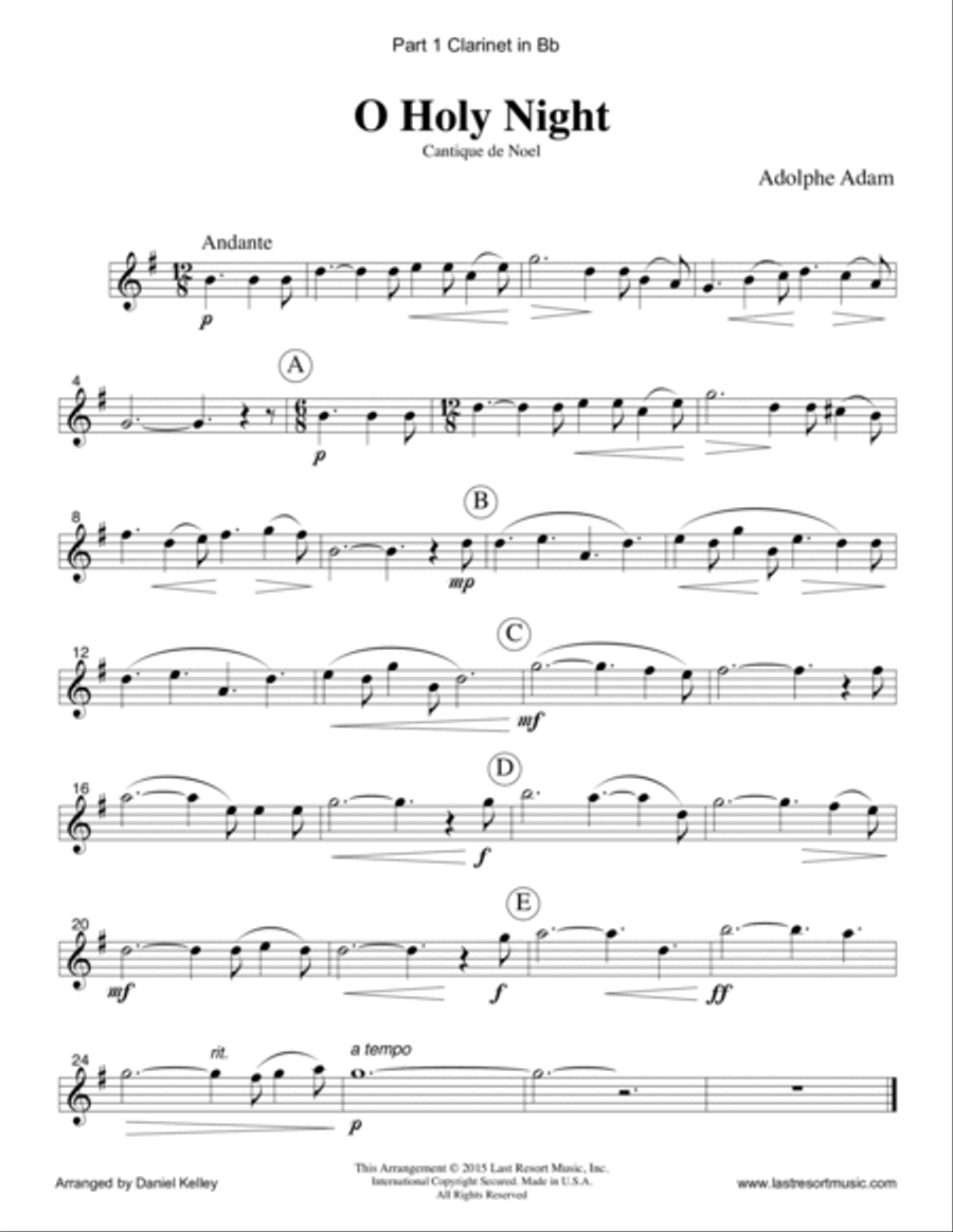 O Holy Night for Woodwind Trio (2 Clarinets & Bassoon) Set of 3 Parts Woodwind Trio scores gallery preview page 2