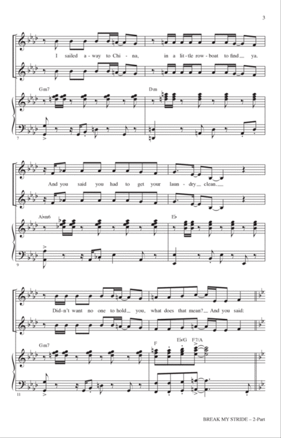 Break My Stride (arr. Mark Brymer) 2-Part scores gallery preview page 2