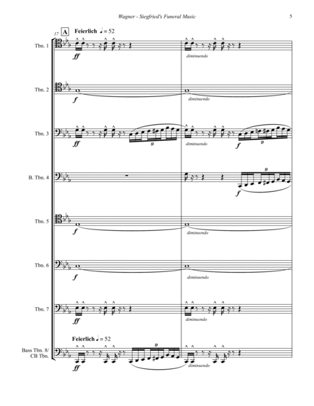 Siegfried’s Funeral Music Extract from Act III of Gotterdammerung for 8-part Trombone Ensemble image number null