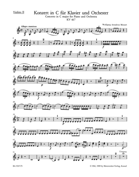 Concerto for Piano and Orchestra, No. 21 C major, KV 467