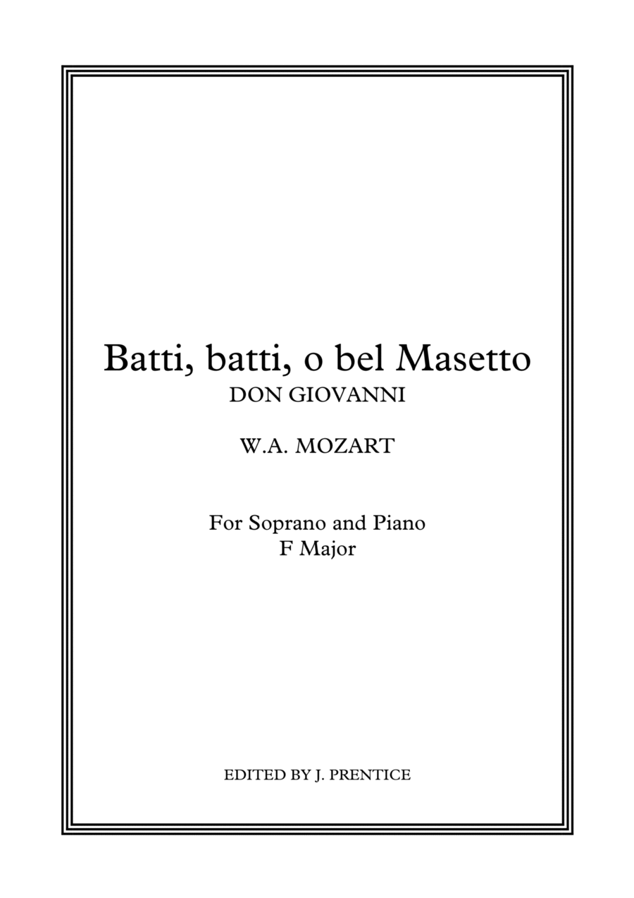 Batti, batti, o bel Masetto - Don Giovanni (F Major) Soprano Voice scores gallery preview page 1