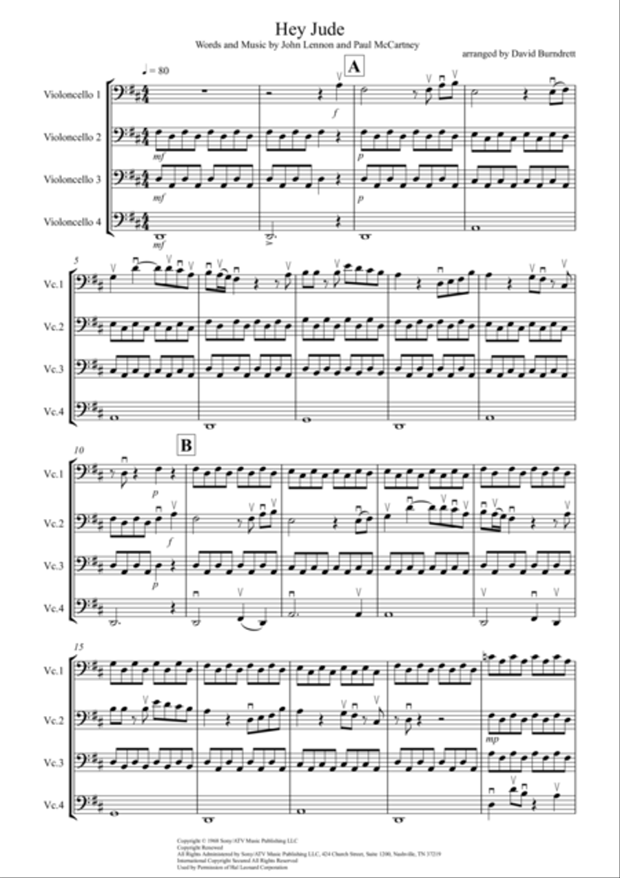 Hey Jude Hey Jude Cello Solo scores gallery preview page 1