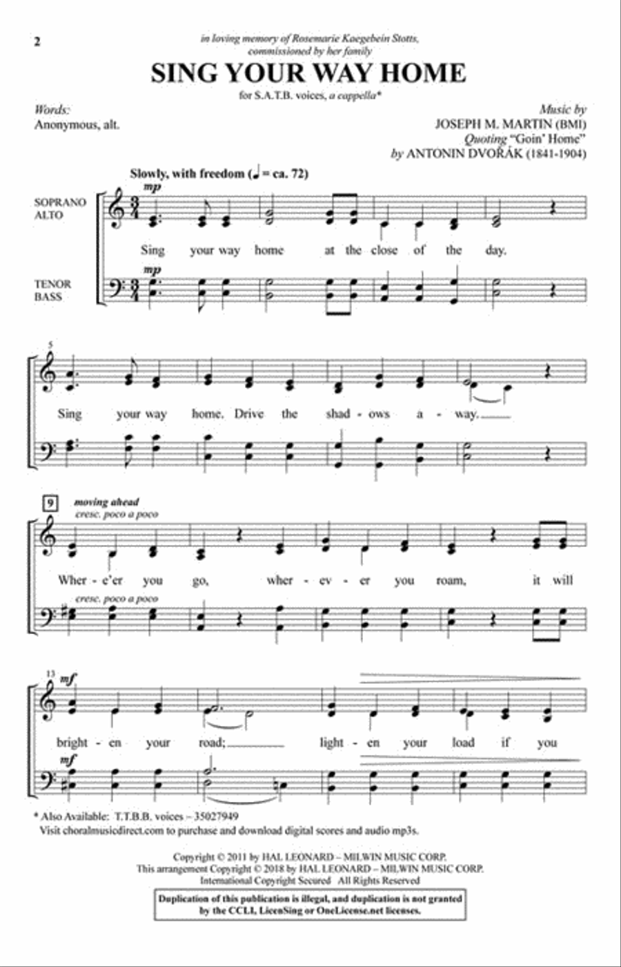 Sing Your Way Home 4-Part scores gallery preview page 2