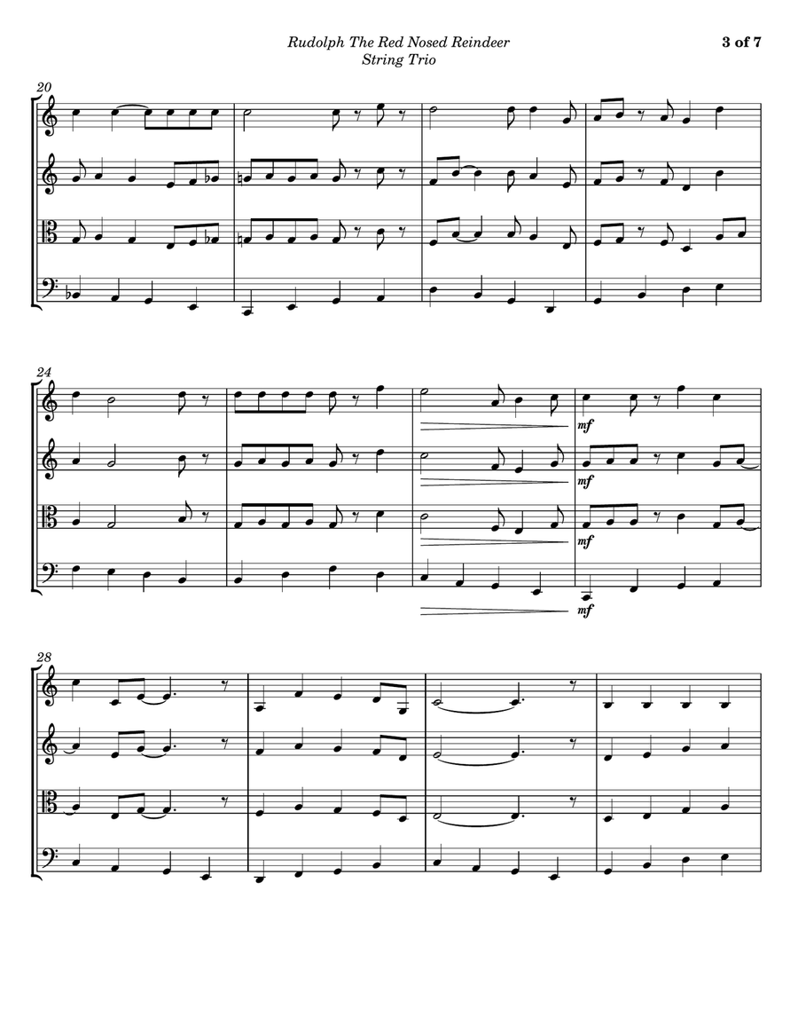 Rudolph The Red-nosed Reindeer String Trio scores gallery preview page 3