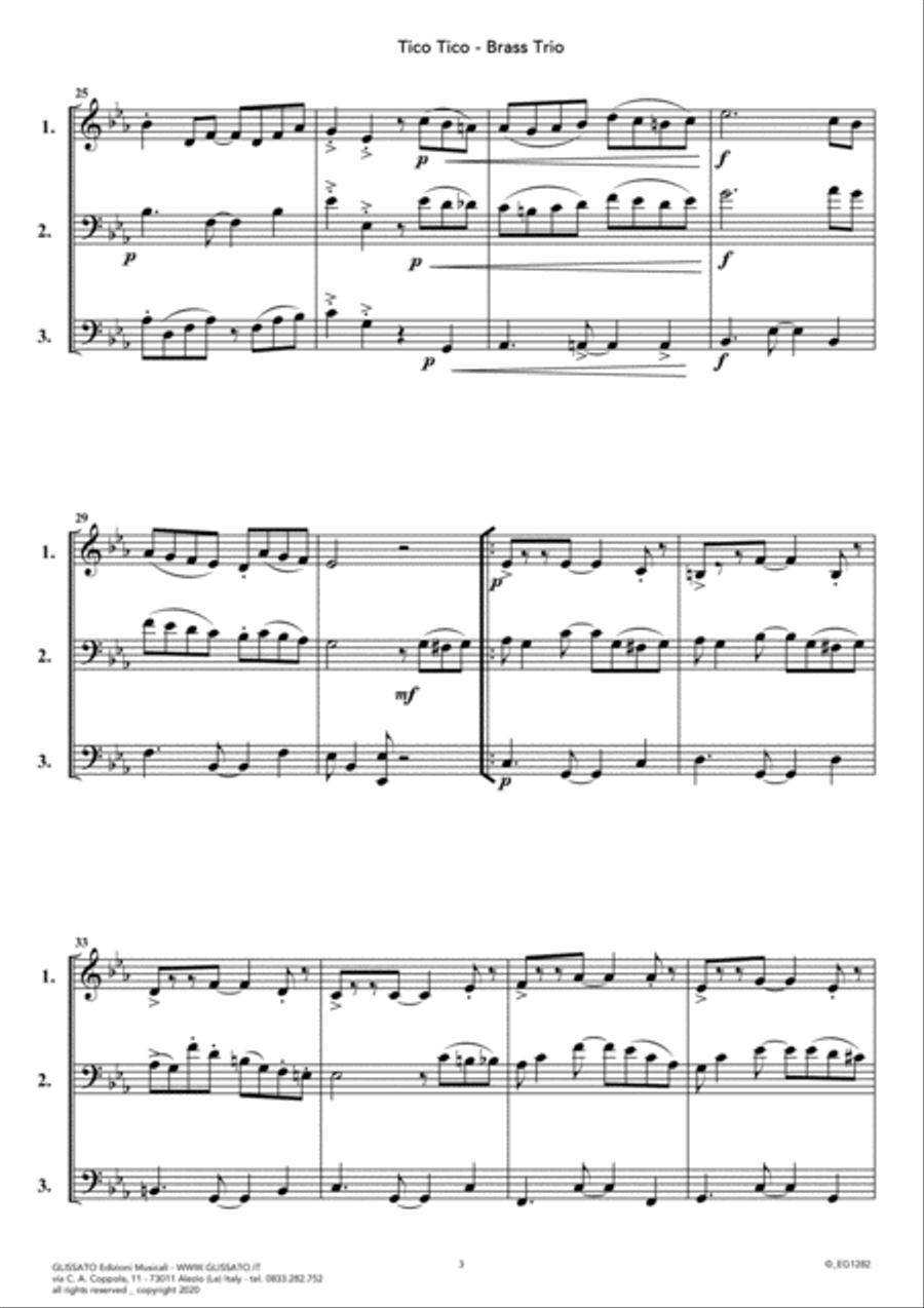 Tico Tico - flexible Brass Trio score & parts (10) Brass Trio scores gallery preview page 4