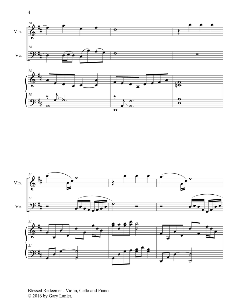 3 FAVORITE HYMNS (Trio - Violin, Cello & Piano with Score/Parts) Piano Trio scores gallery preview page 5