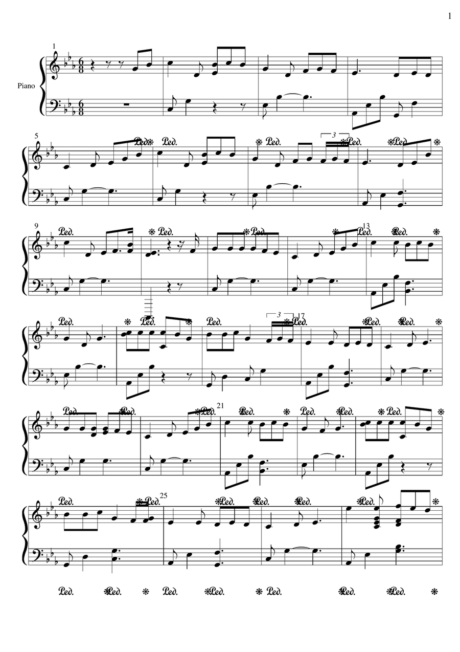 Tình đơn côi Piano Solo scores gallery preview page 1