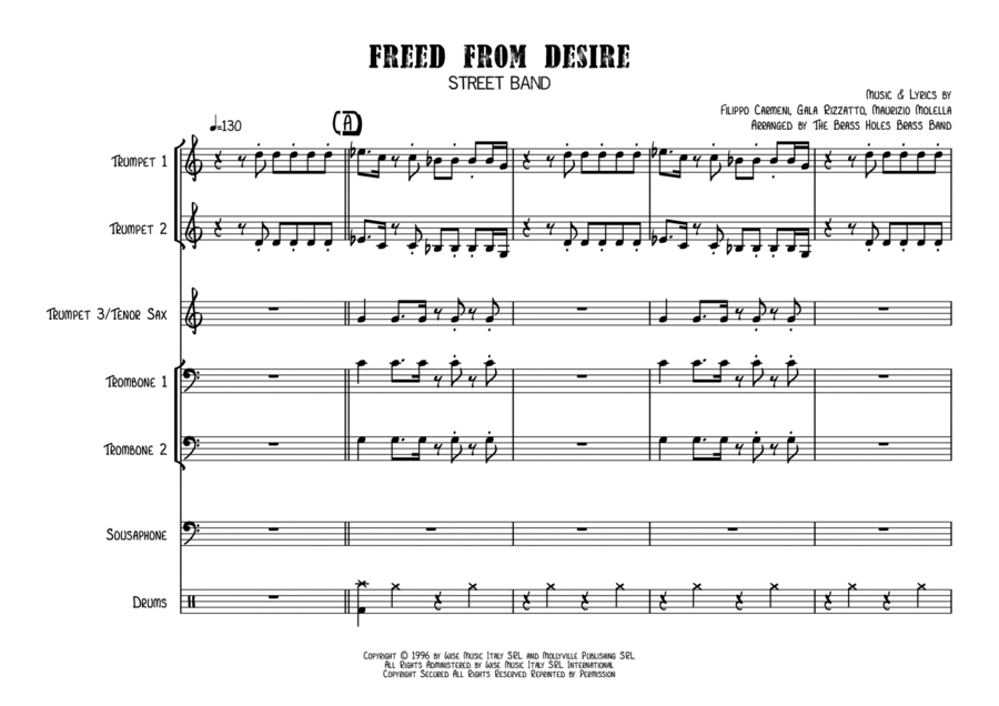 Freed From Desire Brass Ensemble scores gallery preview page 1