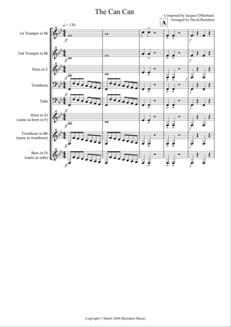 The Can Can for Brass Quintet Brass Quintet scores gallery preview page 1