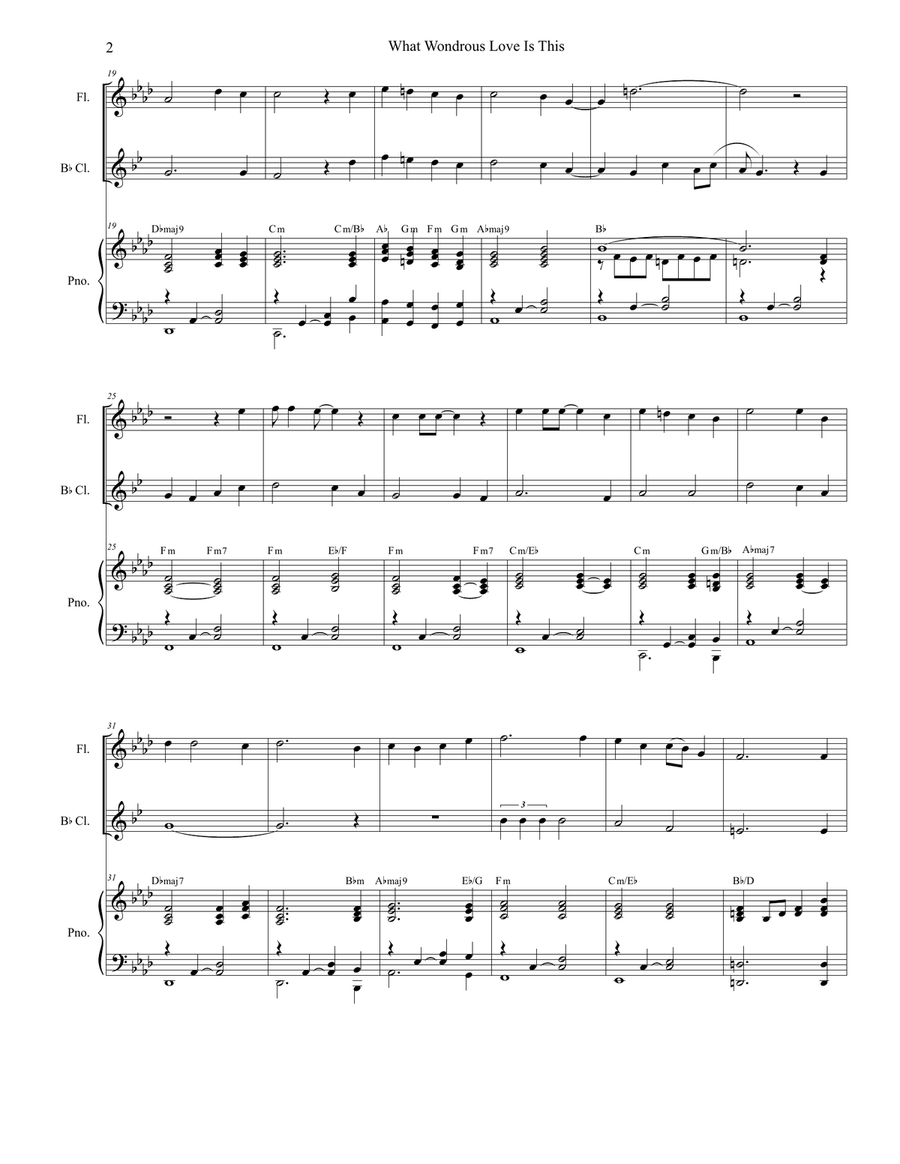 What Wondrous Love Is This (Duet for Flute and Bb-Clarinet) Woodwind Duet scores gallery preview page 2
