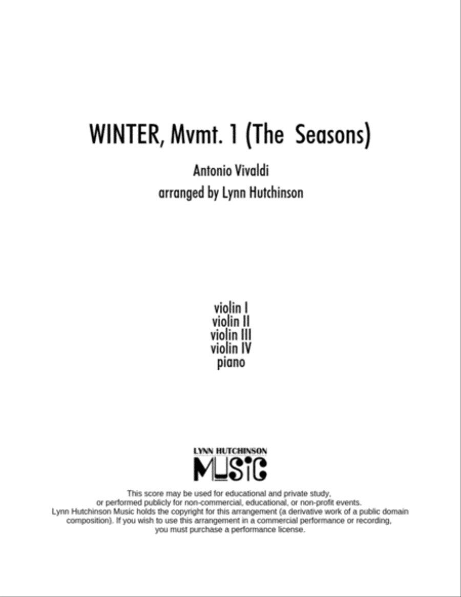 Winter, Mvmt. 1 (Vivaldi's Four Seasons) Small Ensemble scores gallery preview page 1