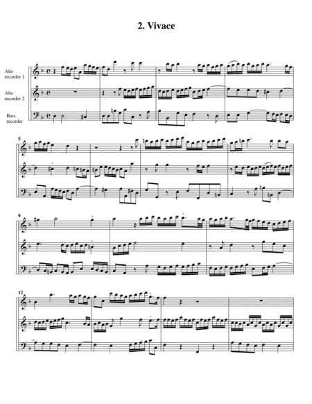 Trio sonata TWV 42:h4 (Essercizii musici, trio no.6) (arrangement for 3 recorders)