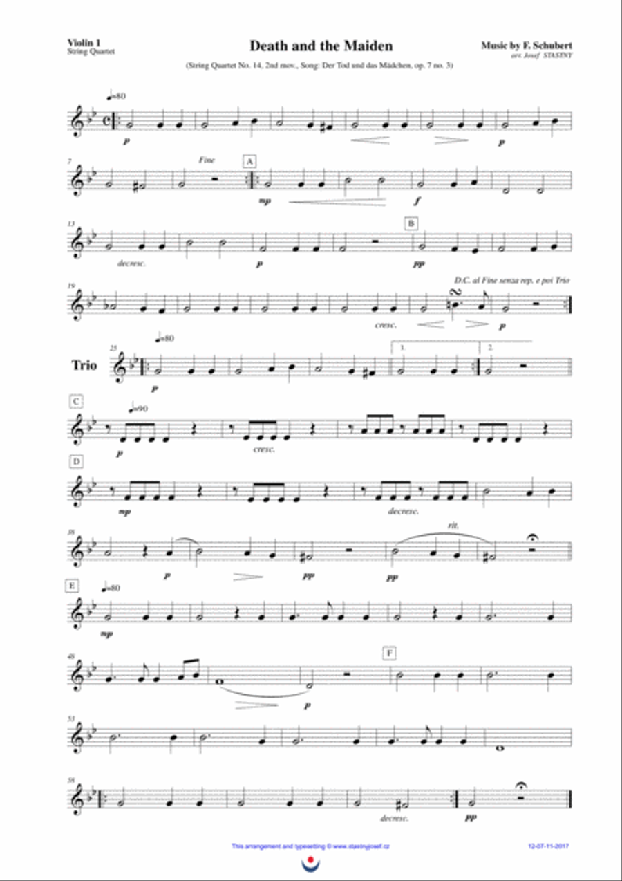 Death and the Maiden String Quartet scores gallery preview page 3