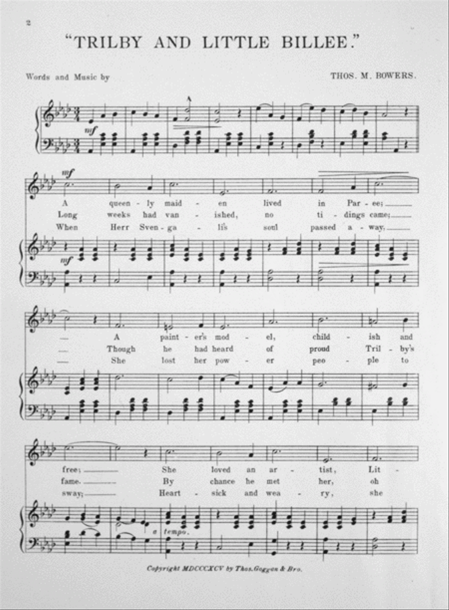 The New Sensation. Trilby and Little Billie. Waltz Song and Chorus Choir scores gallery preview page 2