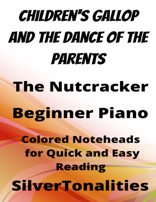 Children's Gallop Dance of the Parents Nutcracker Beginner Piano Sheet Music with Colored Notation