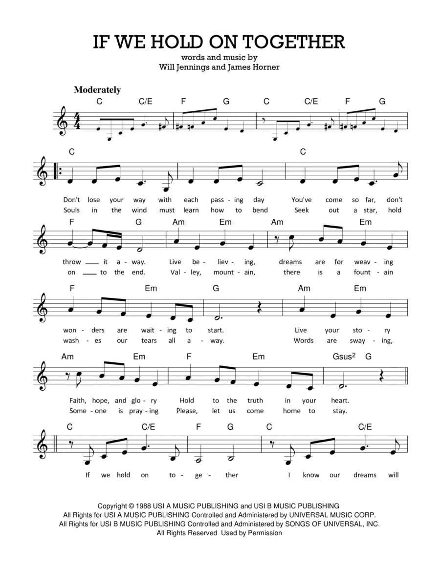 If We Hold On Together If We Hold On Together Piano scores gallery preview page 1