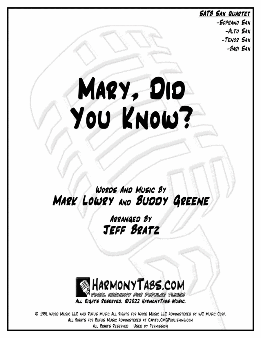 Mary, Did You Know? Woodwind Quartet scores gallery preview page 1