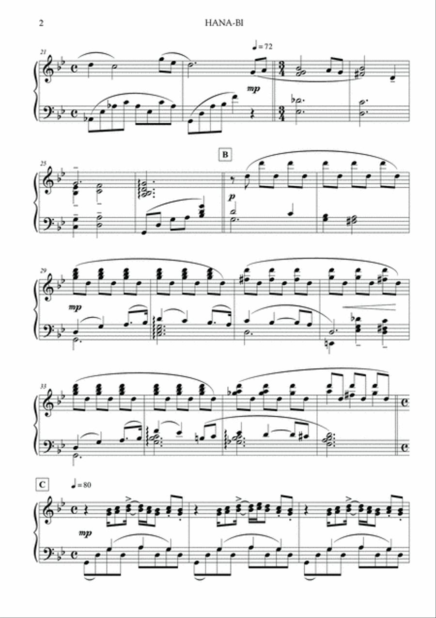 Hana-Bi Piano Solo scores gallery preview page 2