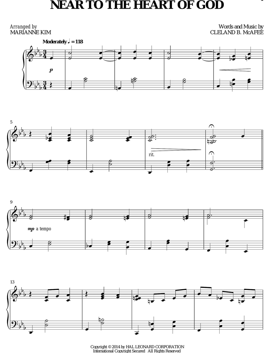 Near To The Heart Of God Piano Solo scores gallery preview page 1