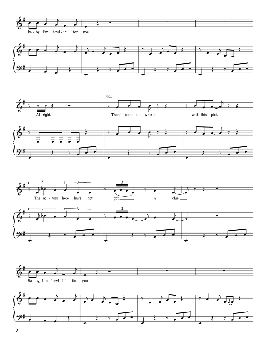 Howlin' For You Piano, Vocal, Guitar scores gallery preview page 2