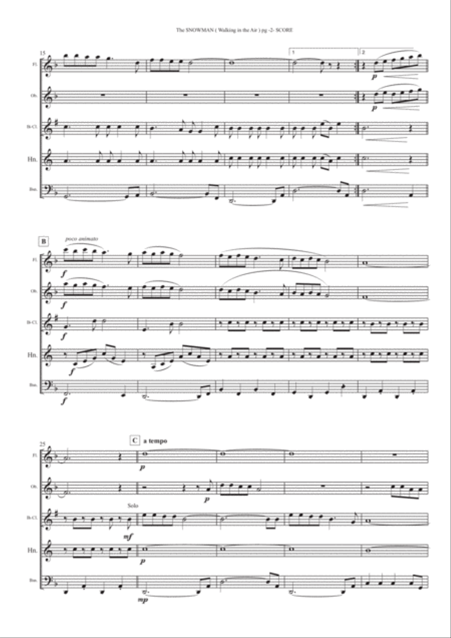 Walking In The Air Woodwind Quintet scores gallery preview page 4