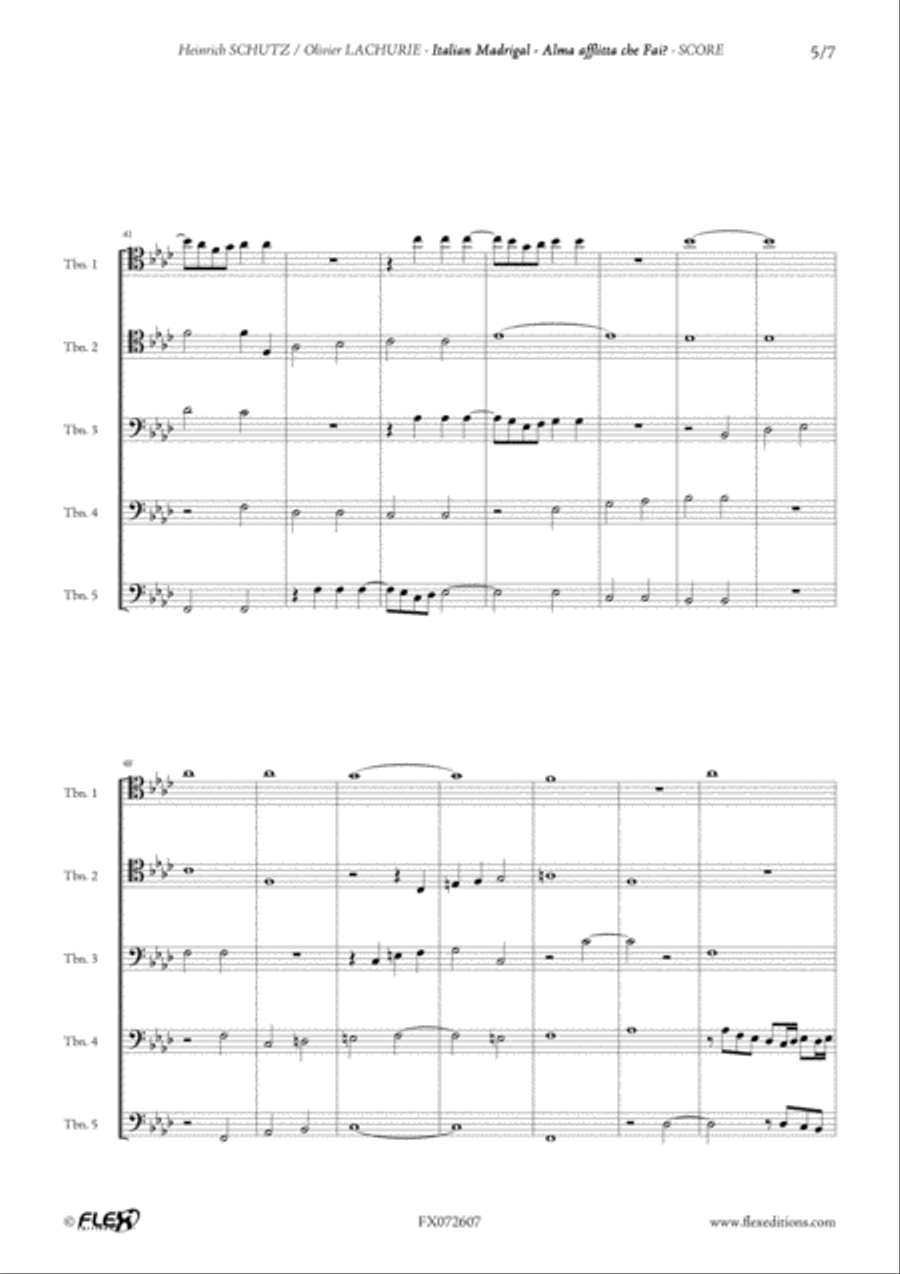 Italian Madrigal - Alma afflitta che Fai? Choir scores gallery preview page 5