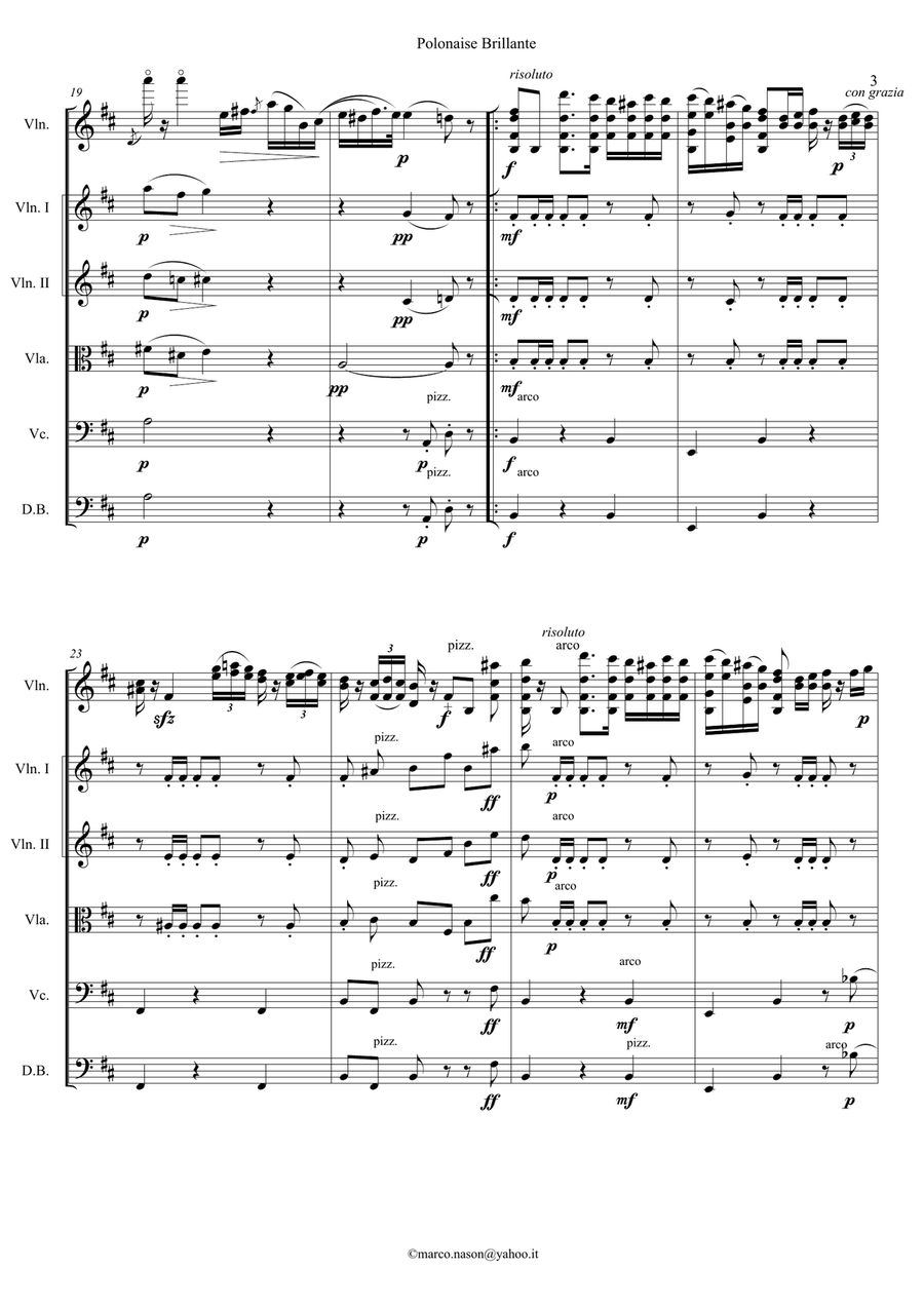 Wieniawski Polonaise Brillante op.4 for violin and string orchestra String Orchestra scores gallery preview page 3